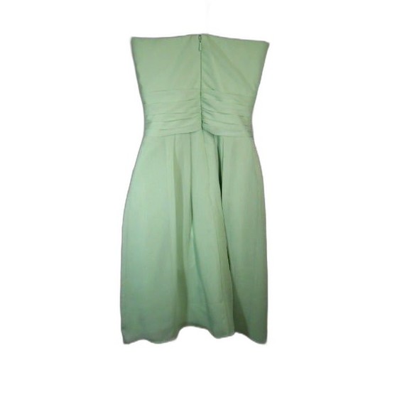 David's Bridal Crinkle Chiffon w Front Cascade size 2 mint green strapless Dress - Picture 3 of 7